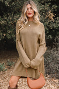 Solid Slouchy Drop Shoulder Sweater Dress