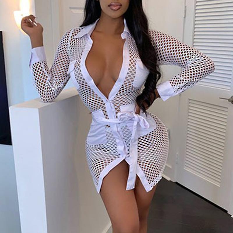 Sexy white mini short neon dress Women night party club