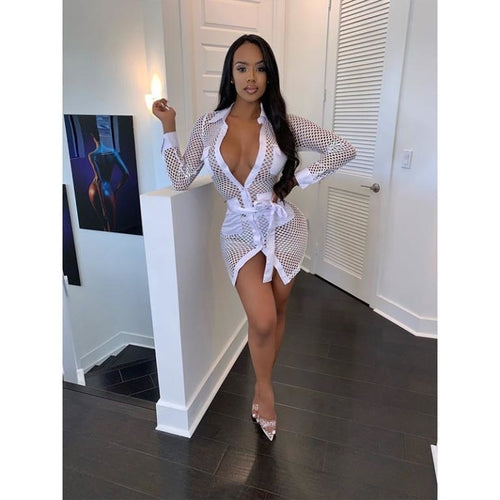 Sexy white mini short neon dress Women night party club