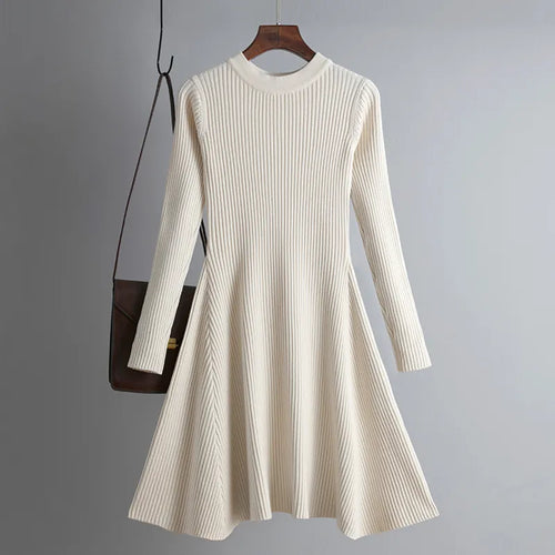 HLBCBG basic autumn winter short aline thick sweater dress elegant