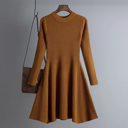 HLBCBG basic autumn winter short aline thick sweater dress elegant
