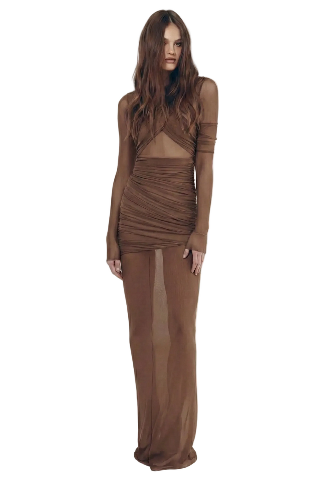 Mesh Ruched Maxi