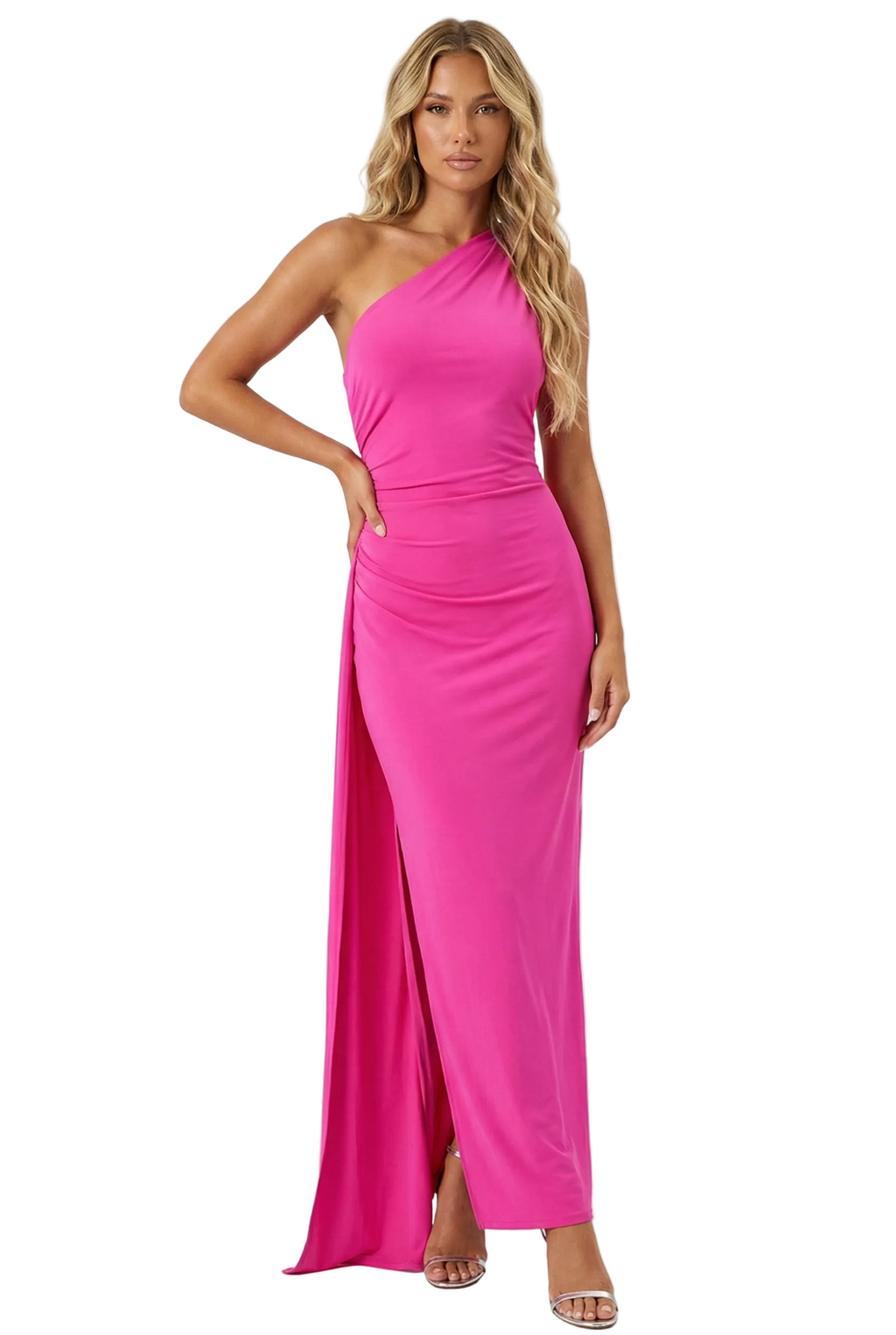 One-Shoulder Ruched Maxi