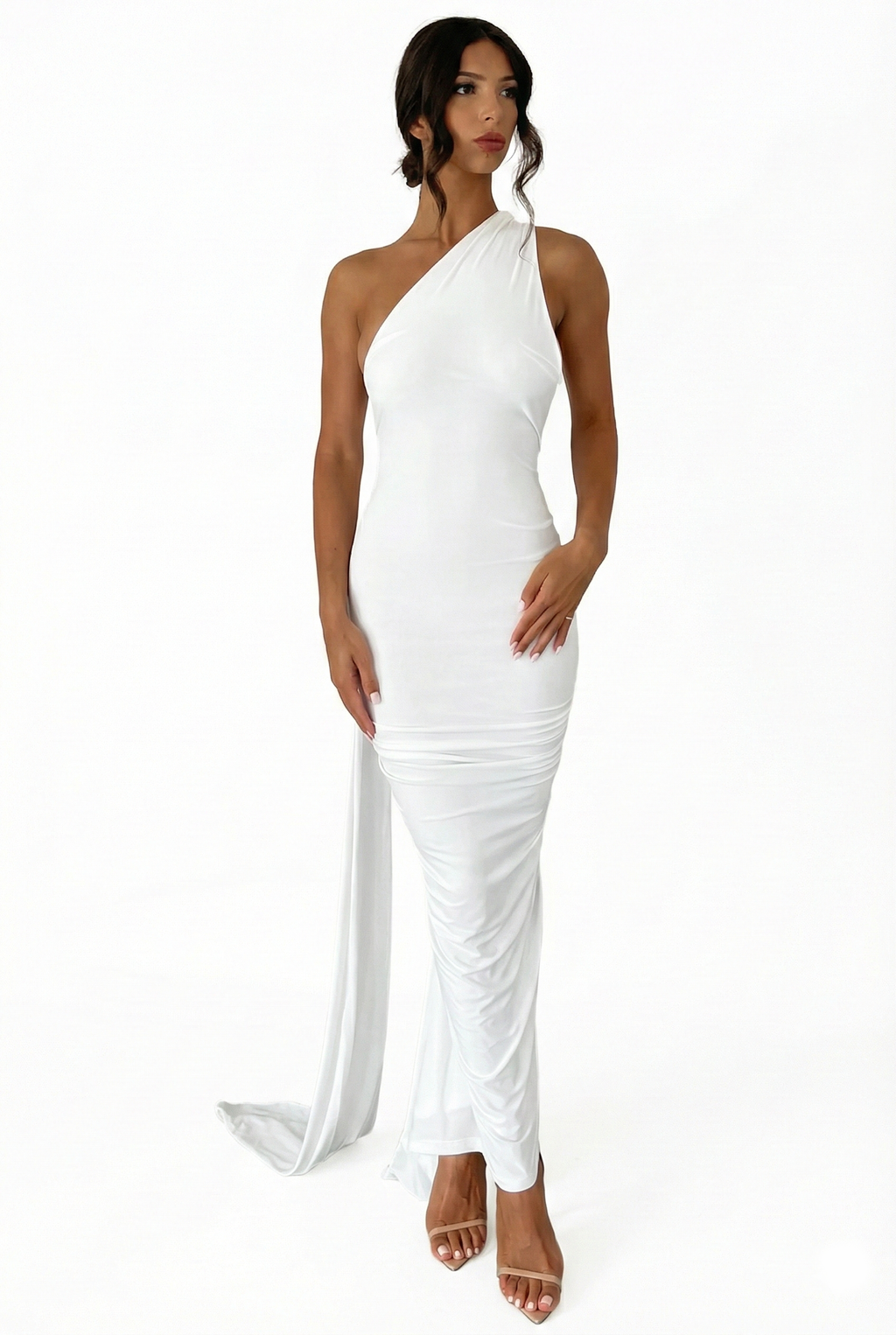 One-Shoulder Ruched Maxi
