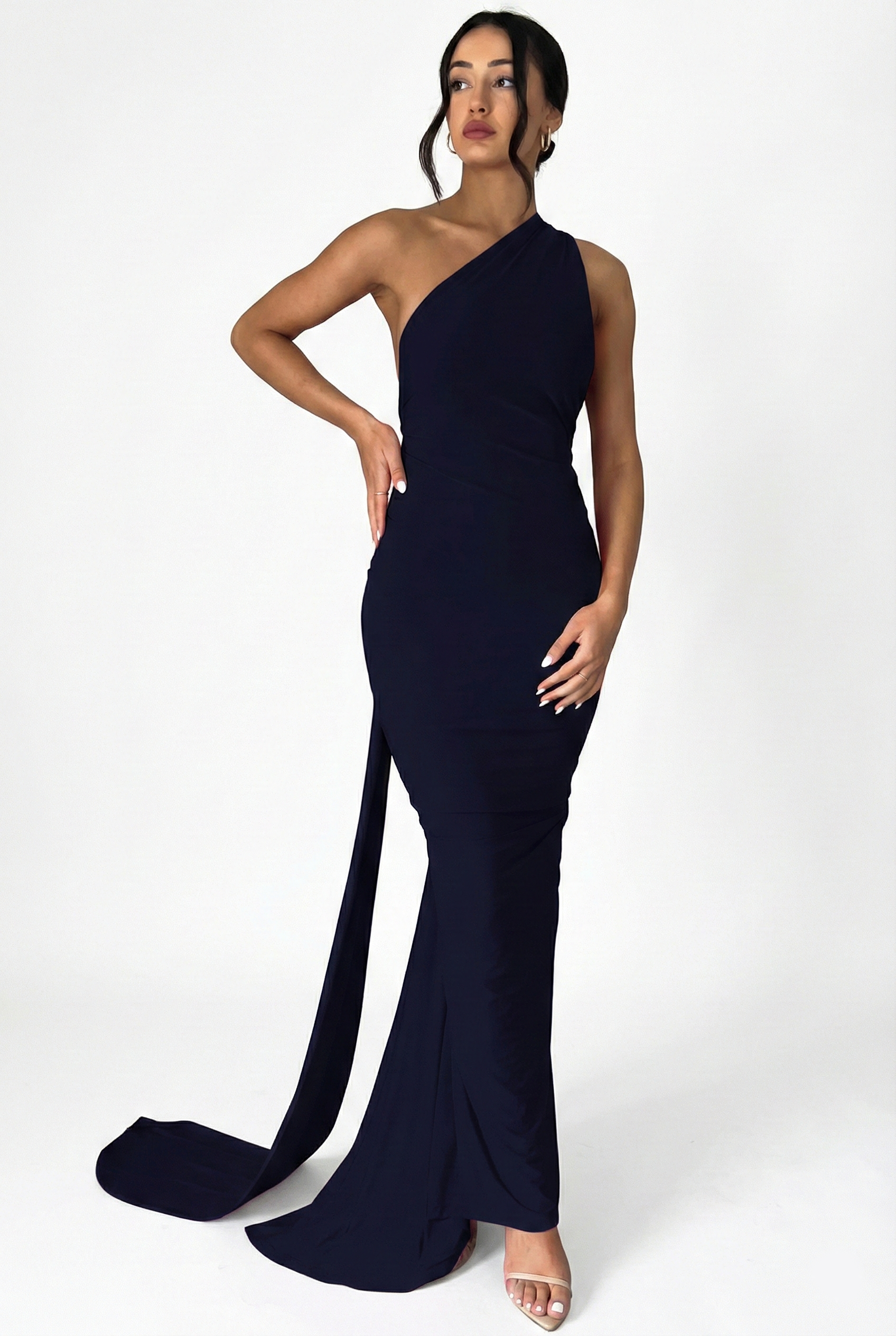 One-Shoulder Ruched Maxi