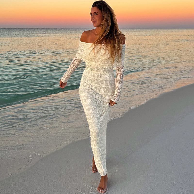 25 Edition – Elegant Off-Shoulder Lace Maxi Dress (Socialite Style)