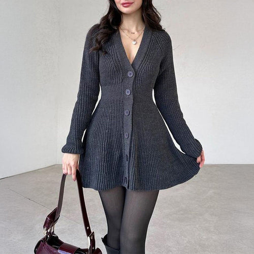 Casual Long Sleeve Dress Sweater Woolen Women Clothing Autumn