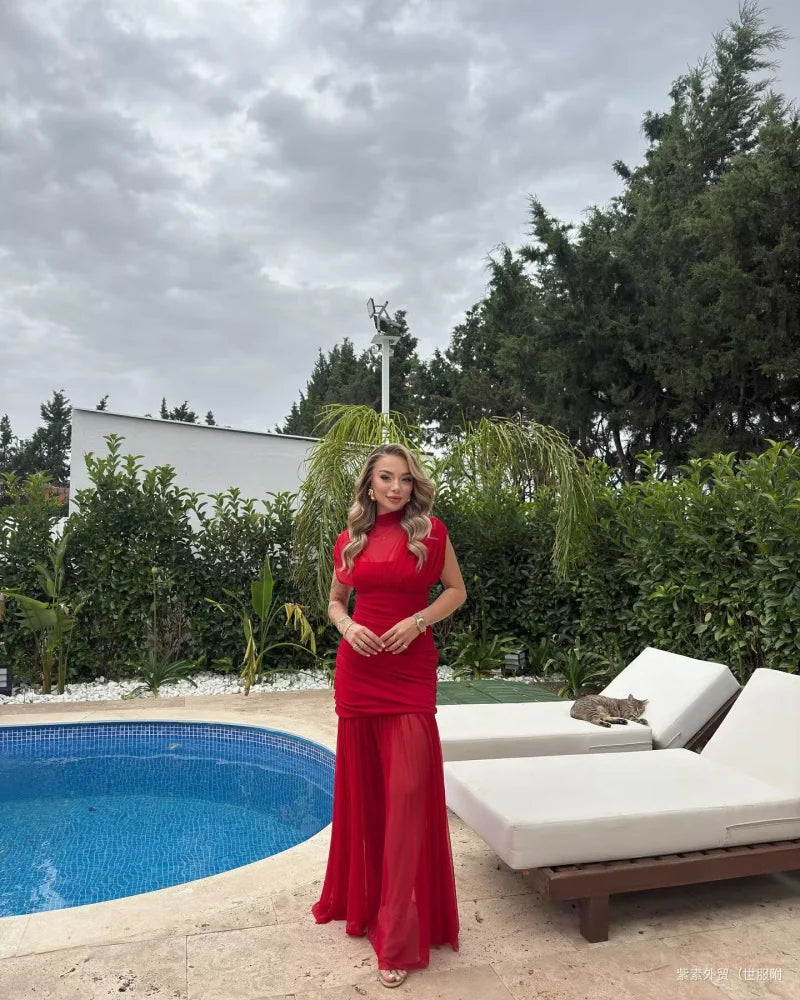 ETJ 2025 new women's party sexy see-through long dress fashion silk