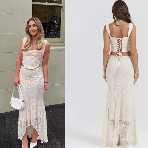 Minigmingxi 2024 New in Summer 2 Piece Dress Set Elegant and Beautiful