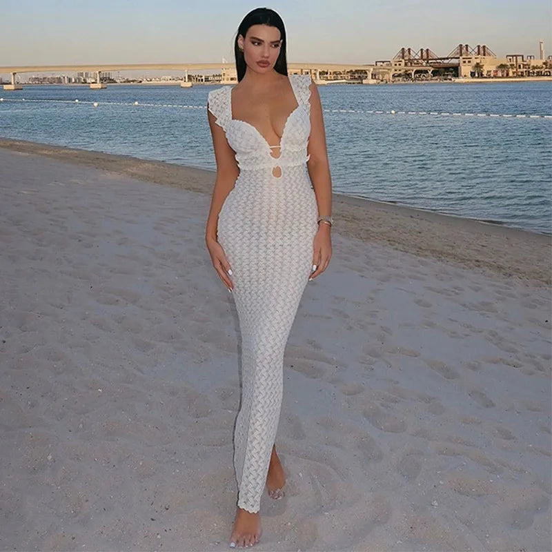 Cryptographic Elegant Tie Detail Sexy Cut Out Backless Dress Party