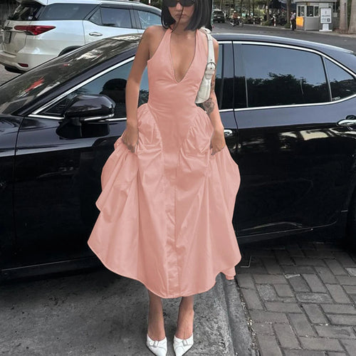 Talenza Backless Deep V Spliced Long Dress Summer Women's Sexy Party