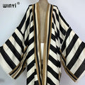 WINYI kimono Africa summer boho Stripe print beach swimwear Elegant