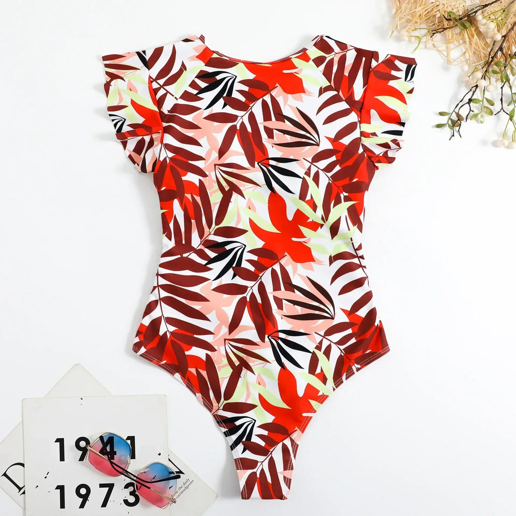 2024 Fashion Short Dress One-piece Swimsuit Zipper Swimsuit Sexy