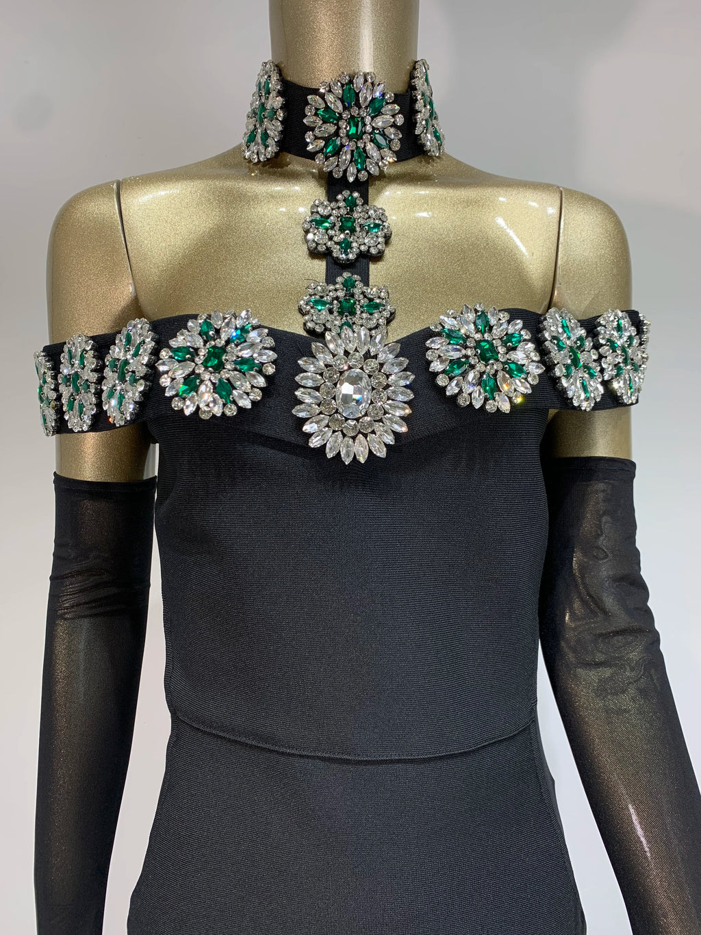 Summer Bandage Dress 2024 Women Celebrity Sexy Diamonds Crystal Black