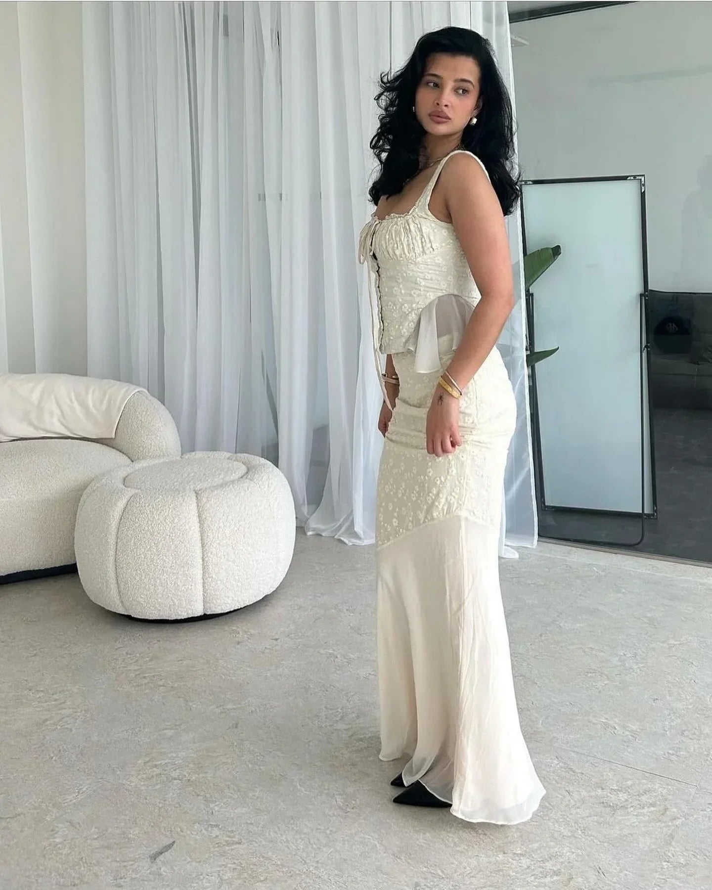 Minigmingxi 2024 New in Summer 2 Piece Dress Set Elegant and Beautiful