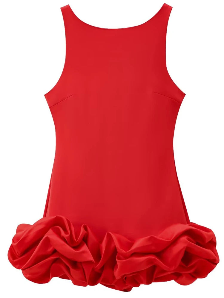 HXAO White Short Dress Women's Ruffle Backless Party Dresses Black Red