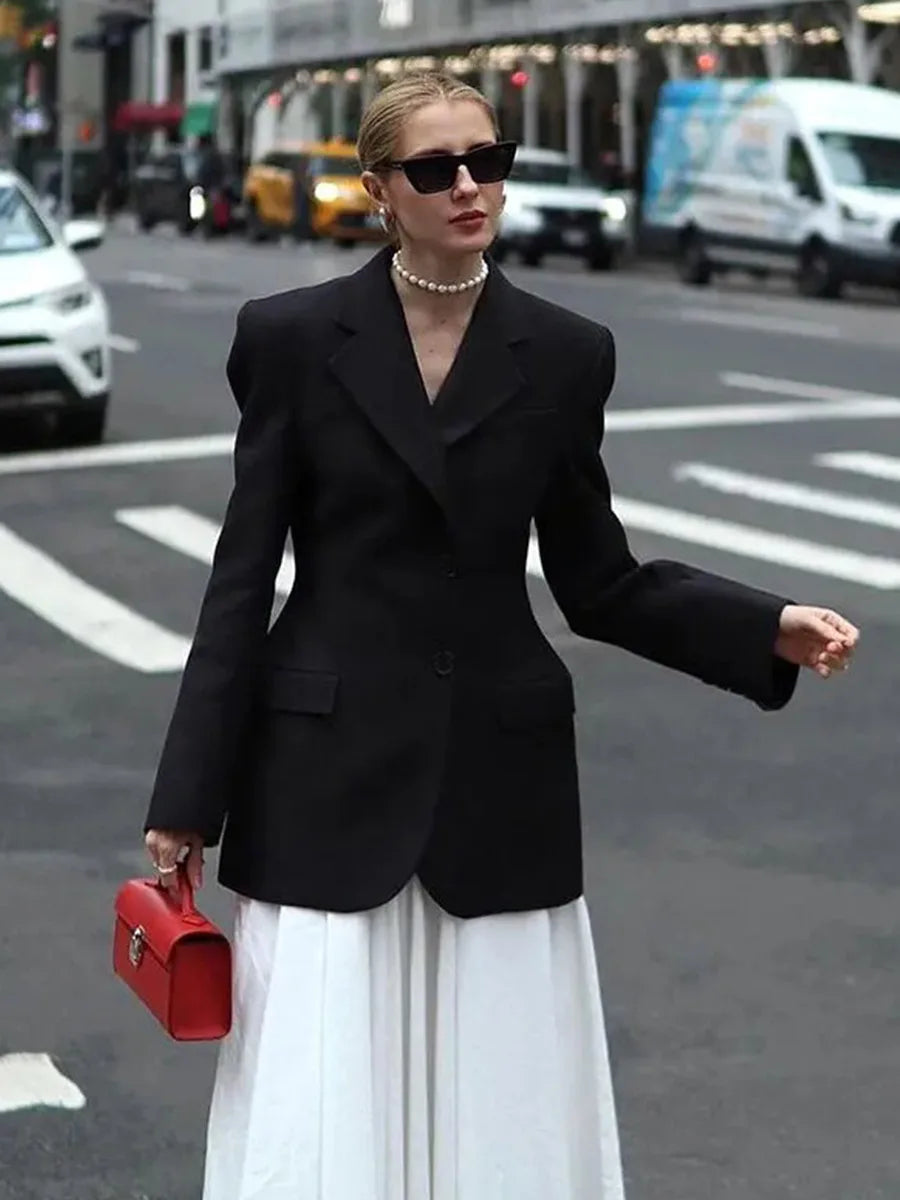 Blubelle  Women's Autumn Winter Slim Waist Chic Blazer Coats Office