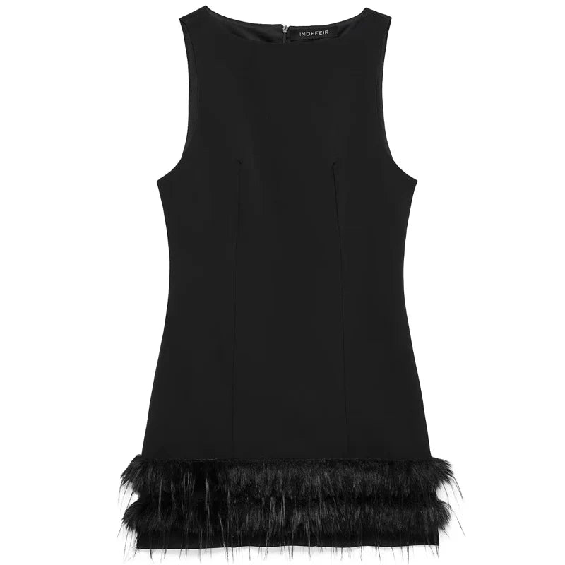 HXAO Black Feather Dress Womens Dresses Autumn 2025 Elegant Party