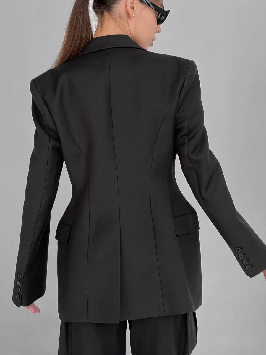 Blubelle  Women's Autumn Winter Slim Waist Chic Blazer Coats Office