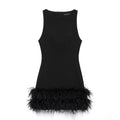 MUJER 2025 Feather Mini Dress Women Black Sleeveless Corset Dress