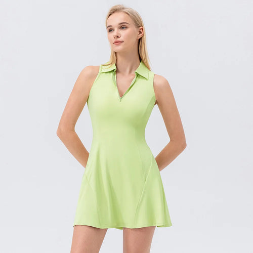 Lapel one-piece tennis dress for women quick-drying breathable