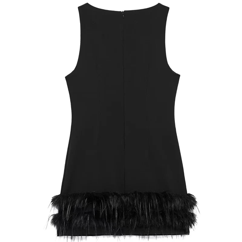 HXAO Black Feather Dress Womens Dresses Autumn 2025 Elegant Party