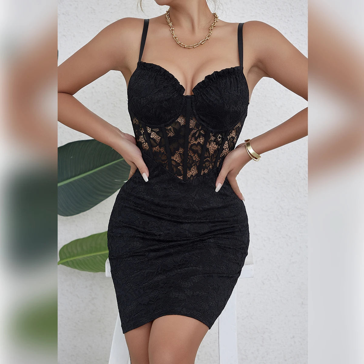 Black Sleeveless Backless 2024 Y2k Skirt Crop Floral Lace Sexy