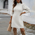 Women'S Elegant Sweater High Neck Body Hugging Sweater Dress Knitted