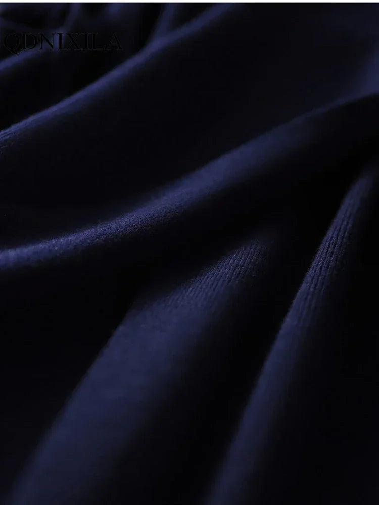 Autumn Winter Sweater Womens Dresses V-neck Wrap Up Dress for Women