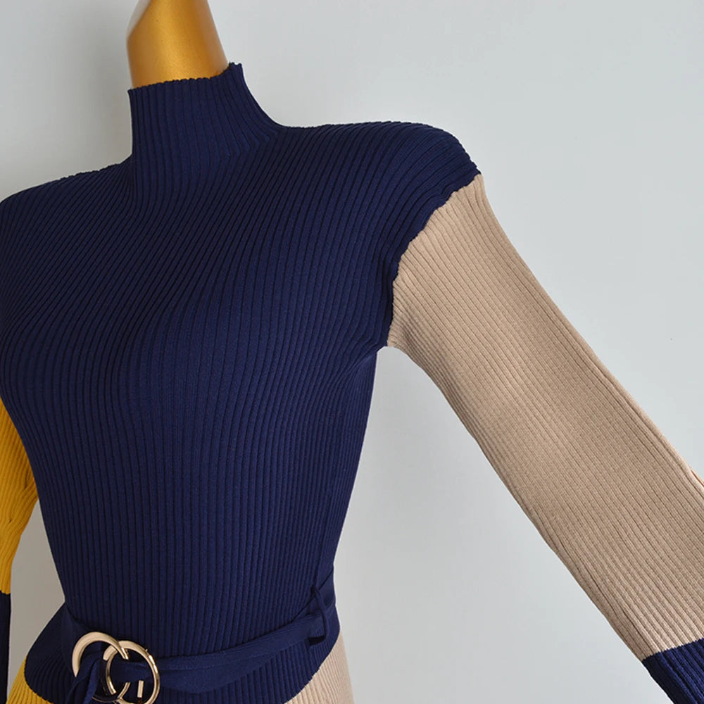 YuooMuoo Fall Winter Knit Rib Wrap Hips Bodycon Pencil Dress for Women